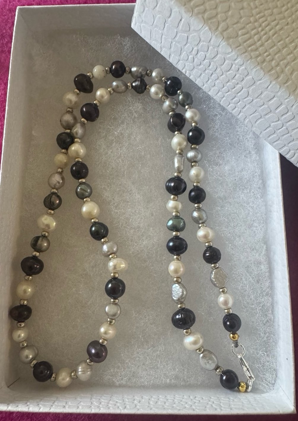 20 inch multi-colored potato pearl necklace 10 inch 925 SS clasp