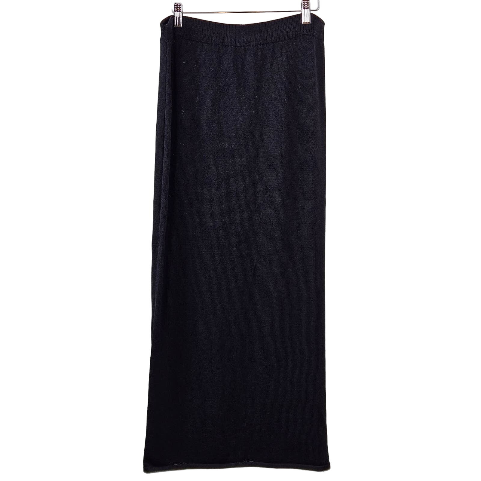 St. John Evening Long Santana Knit Black Slit Maxi Skirt | 10 | MINOR FLAWS