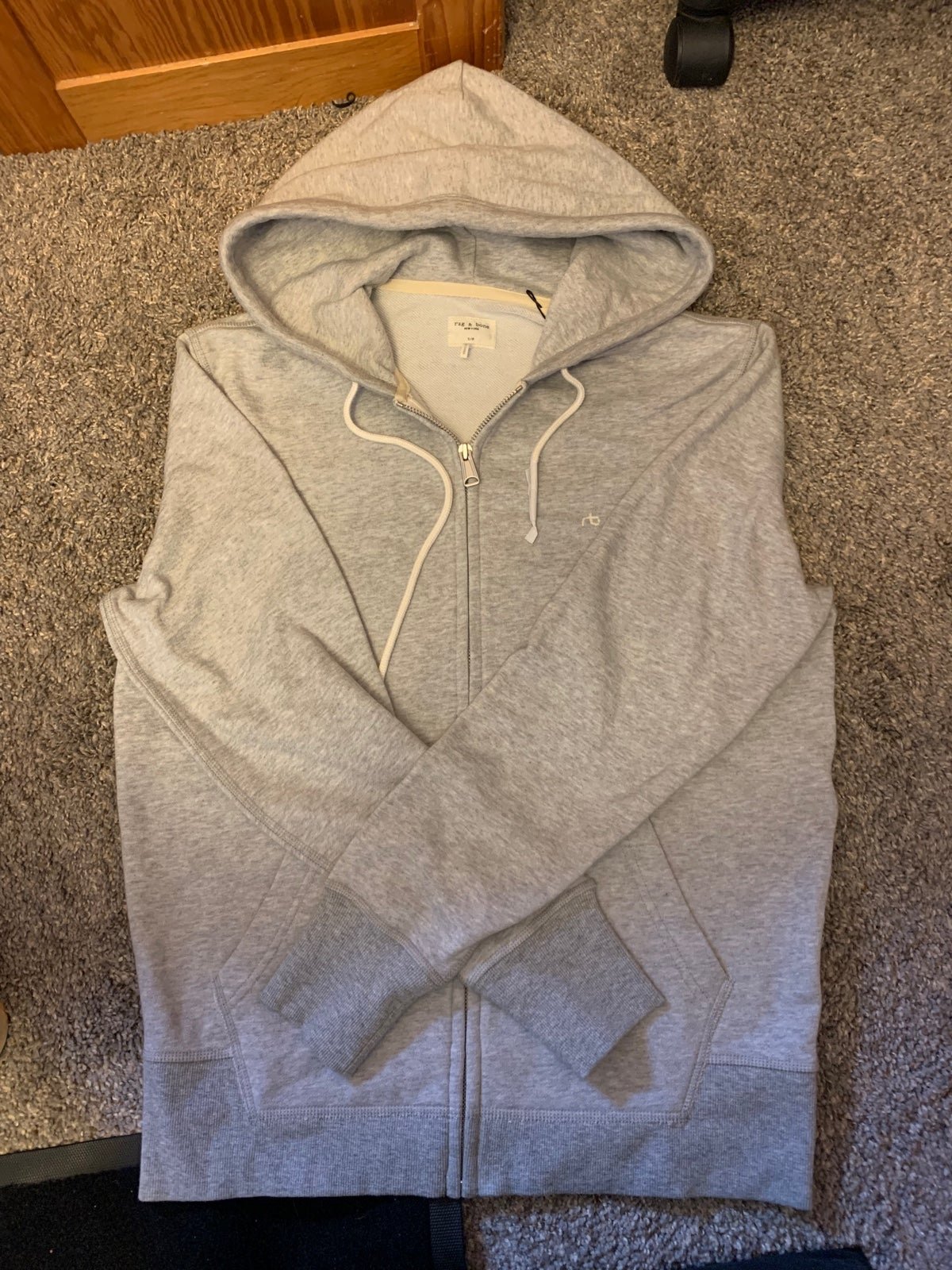 Size S - Brand New with Tags Unisex Rag and Bone Heather Grey Zip up Hoodie
