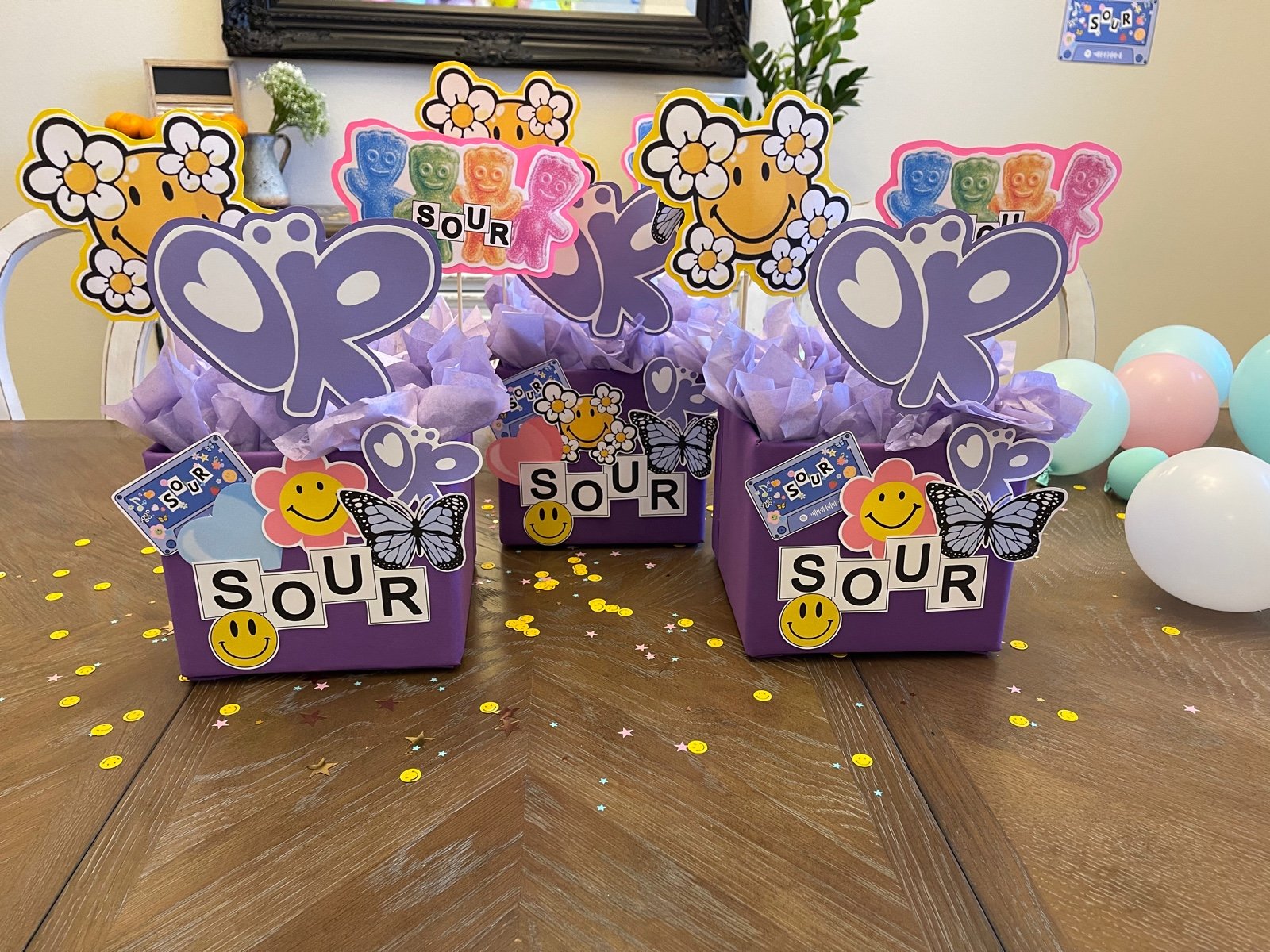 Sour Olivia Rodrigo birthday party decorations Sour