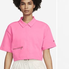Nike Women's Sportswear Dri-FIT Tech Pack Woven Polo in Pink