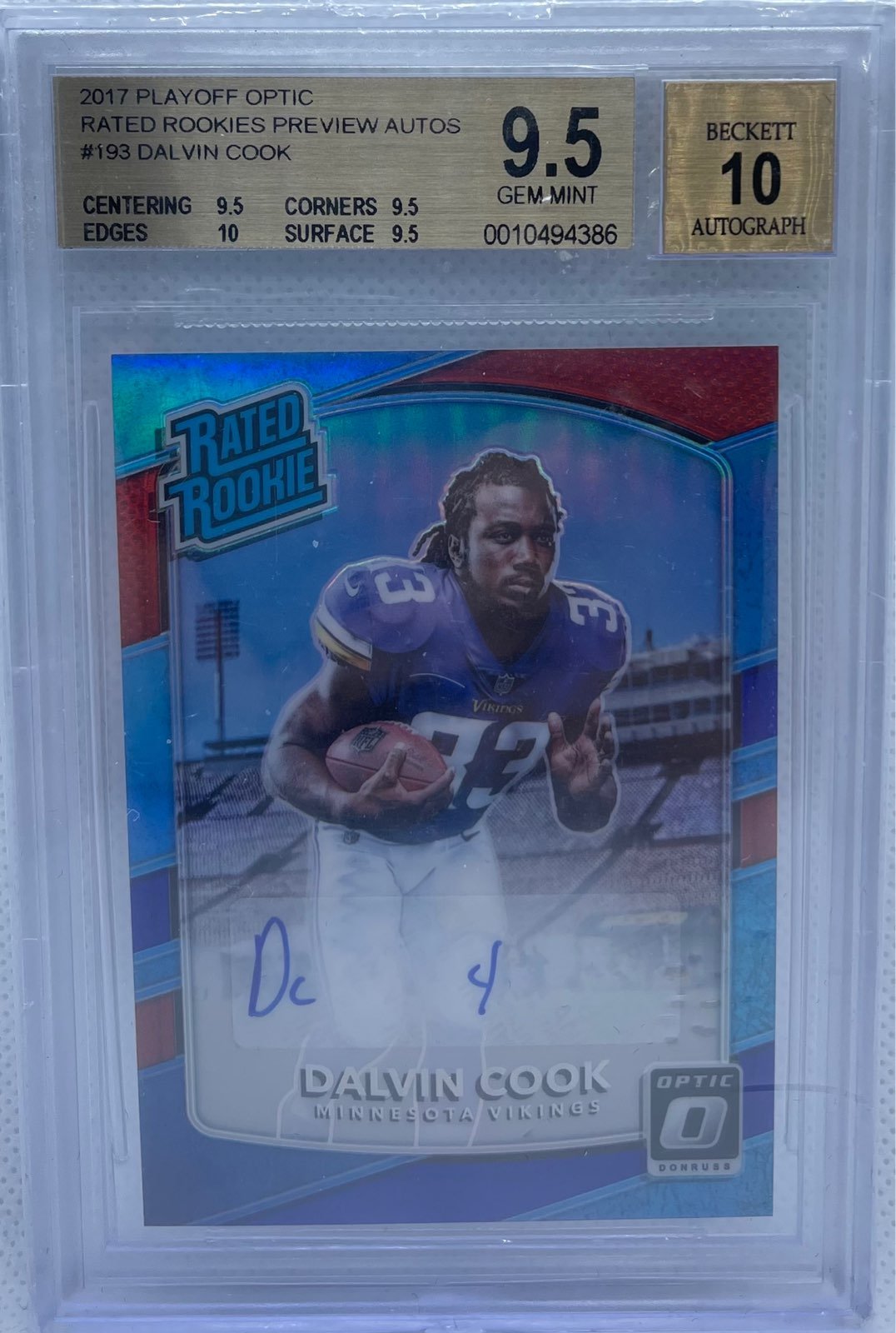 Dalvin Cook Optic Auto /23 BGS 9.5