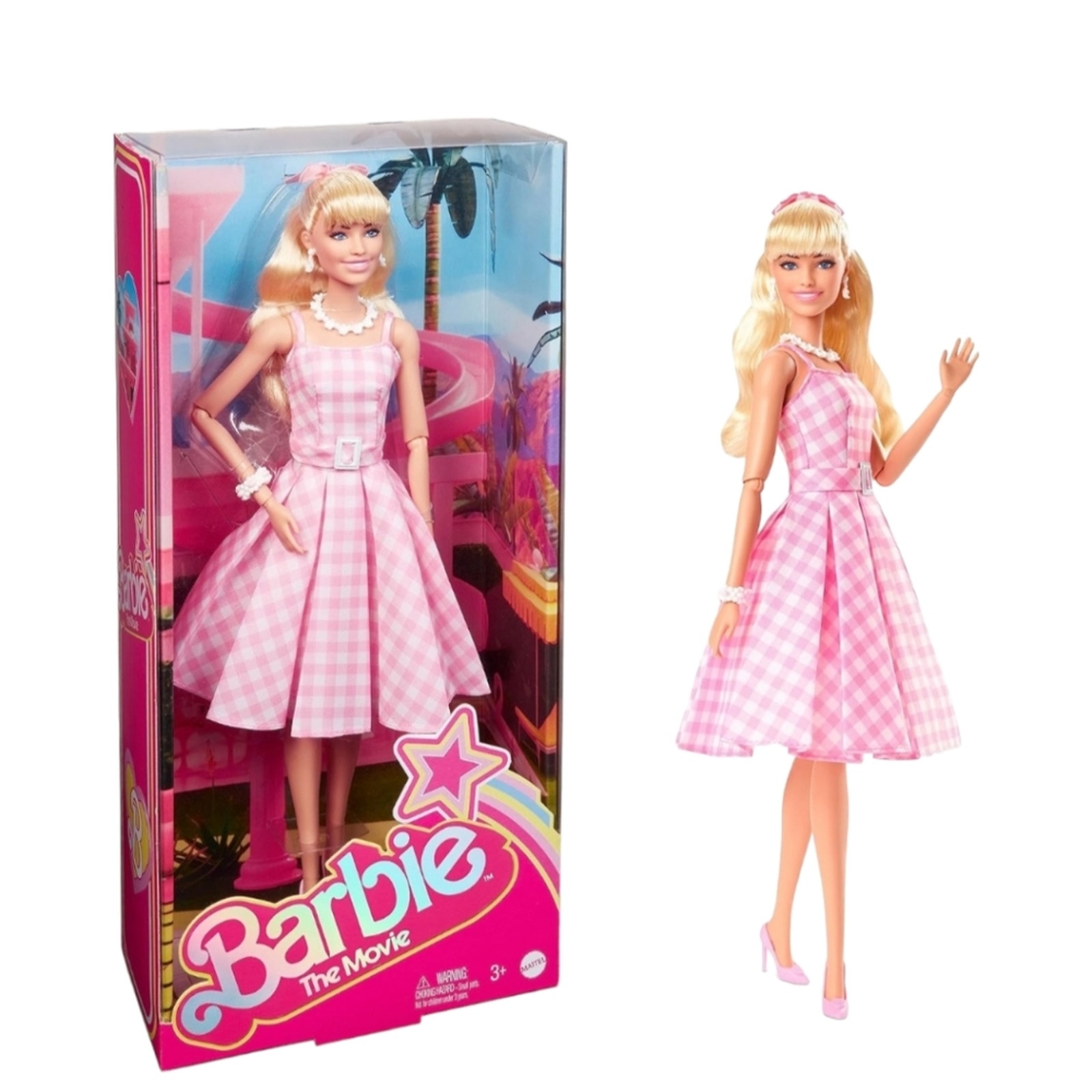 Barbie The Movie Doll – Margot Robbie Pink Gingham – New in Box