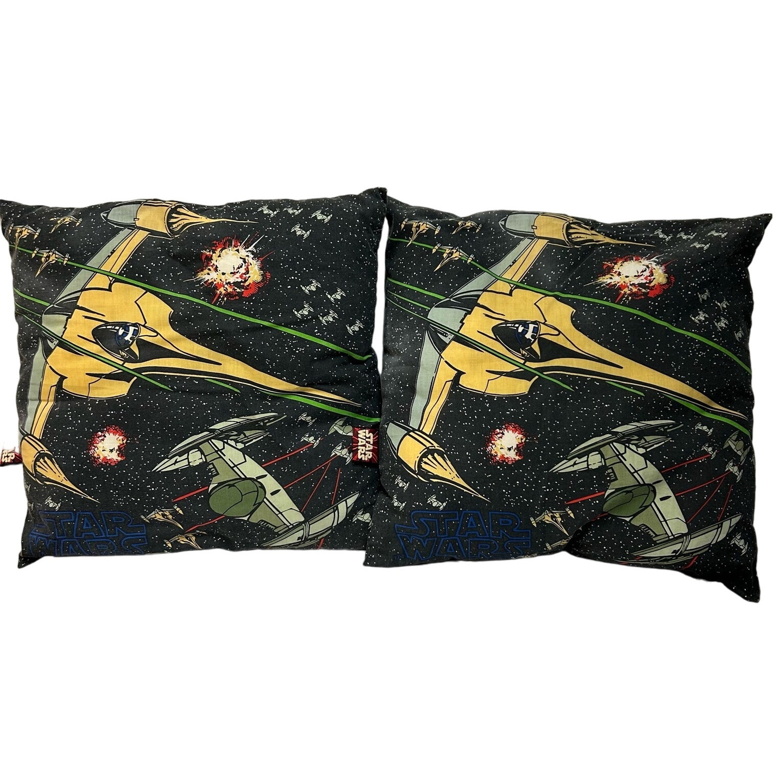 RARE 2 x Star Wars Naboo N-1 Starfighter Throw Pillow 1999 16 x 16 Lucasfilm