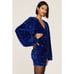 Line and Dot Valerie Blue Sequined V-Neck Cut Out Long Sleeve Mini Dress Size S