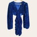 Line and Dot Valerie Blue Sequined V-Neck Cut Out Long Sleeve Mini Dress Size S