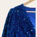 Line and Dot Valerie Blue Sequined V-Neck Cut Out Long Sleeve Mini Dress Size S