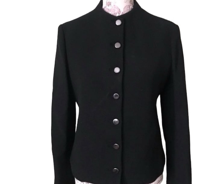 Theory wool cotton blend black crop jacket size 6