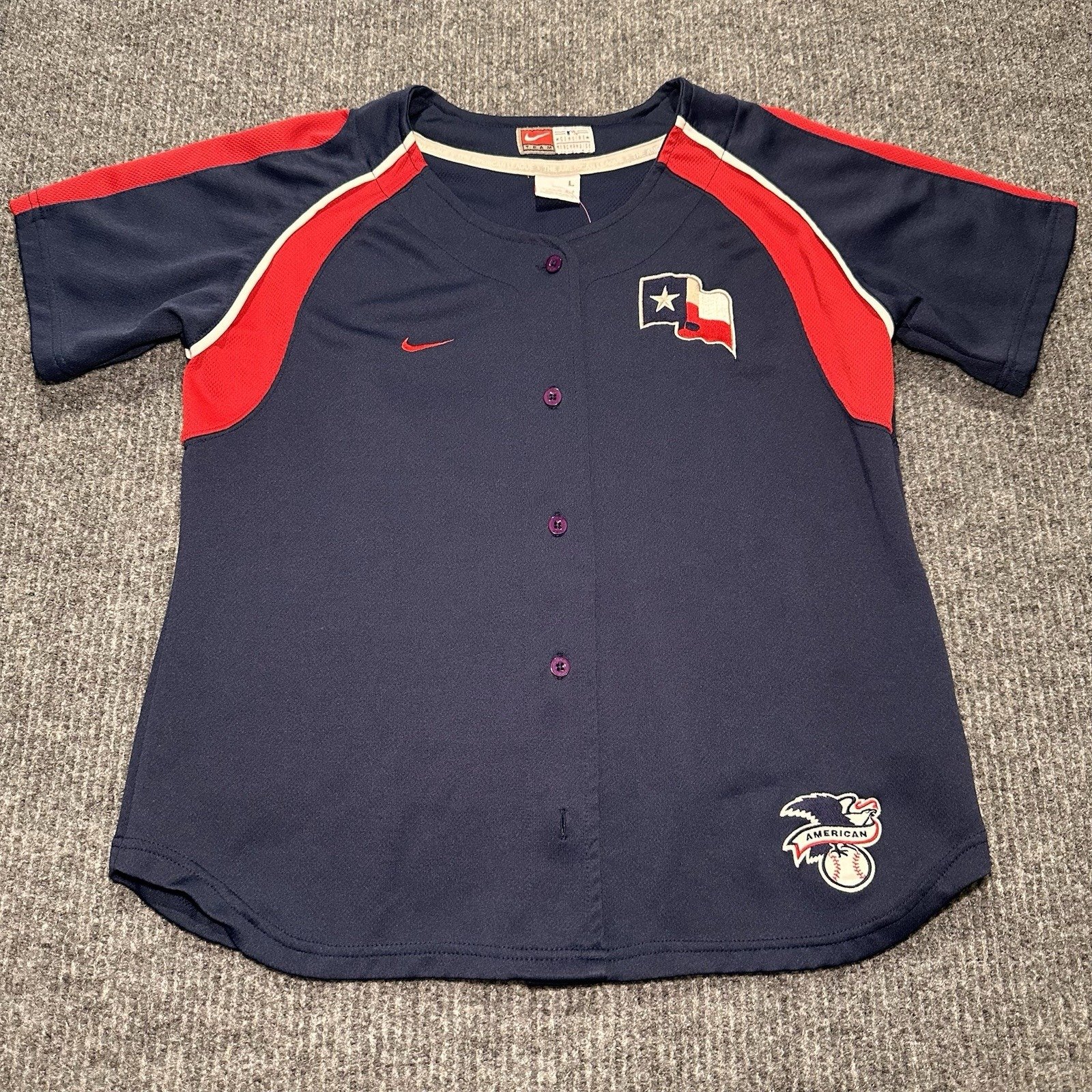 Nike 2000s Texas Rangers Youth Size Large Jersey Vintage Short-Sleeve MLB