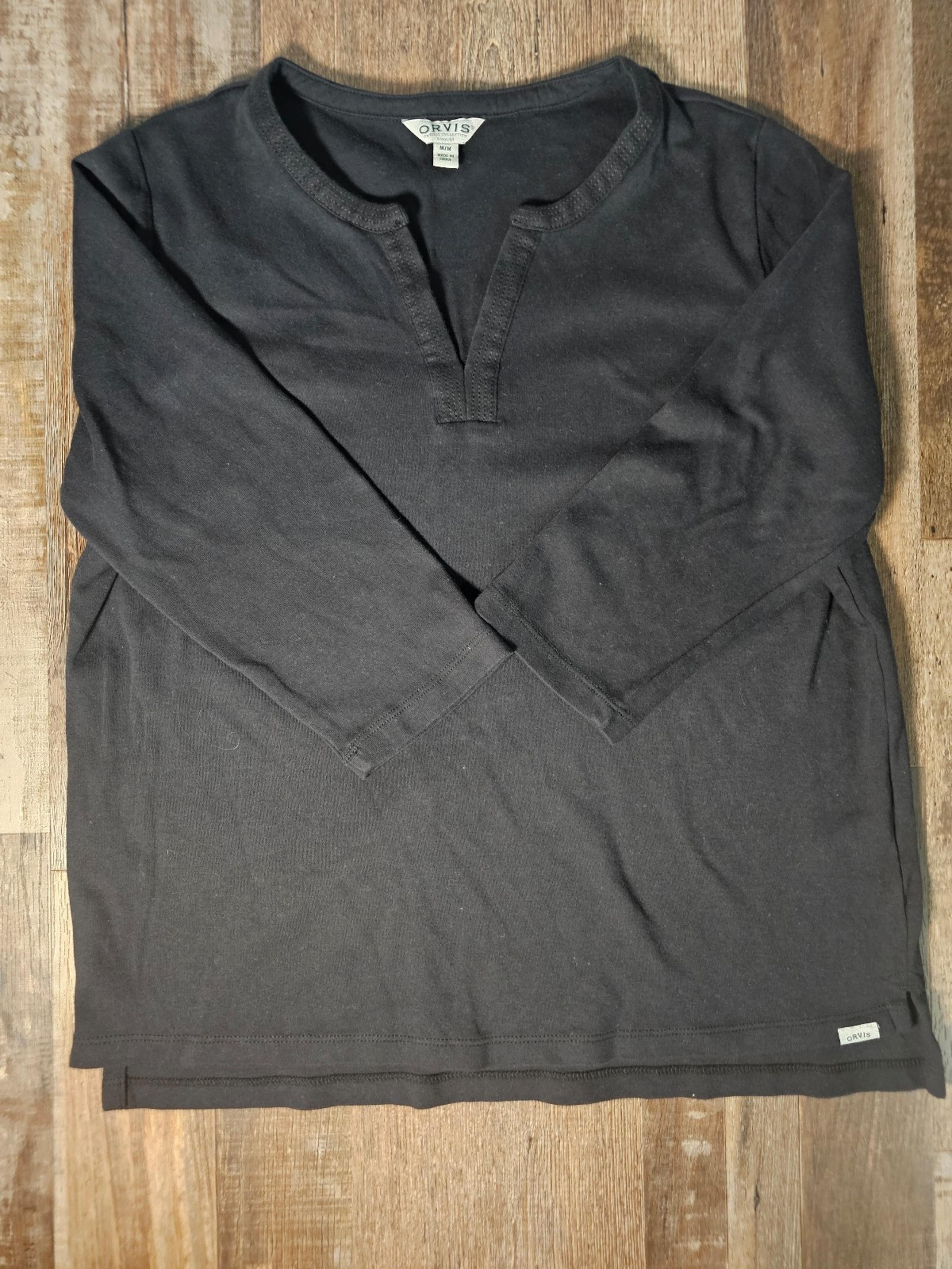 Orvis Blouse 3/4 Sleeves Womens M Black