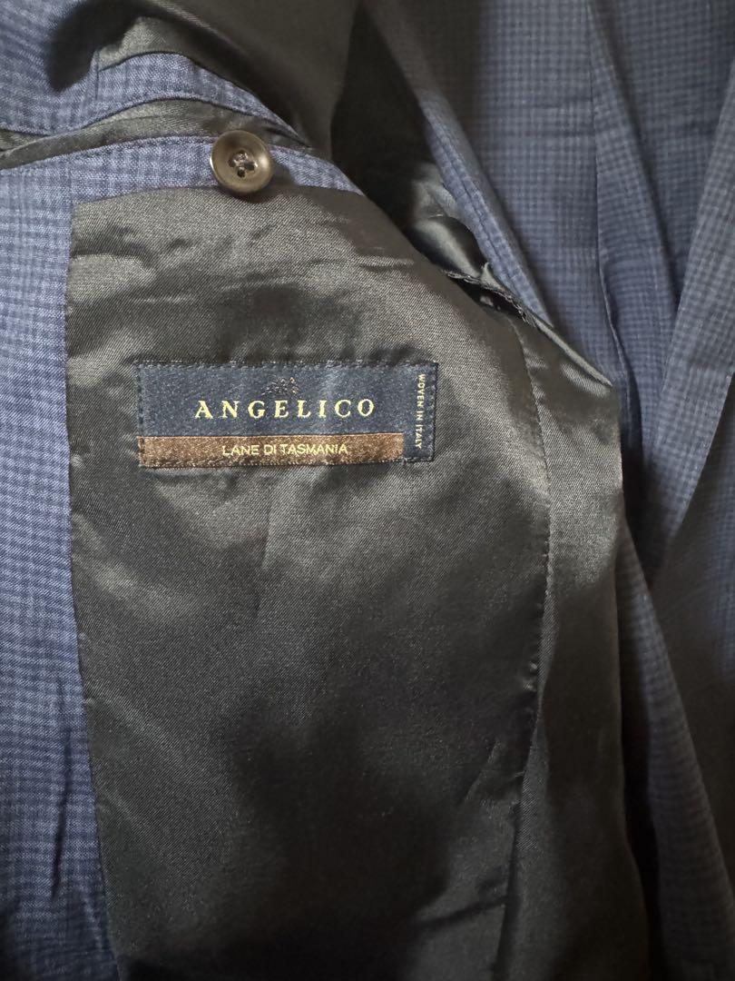 交換無料！ High-Quality Fabric ANGELICO] Suit Select Navy Check Y5 スーツ