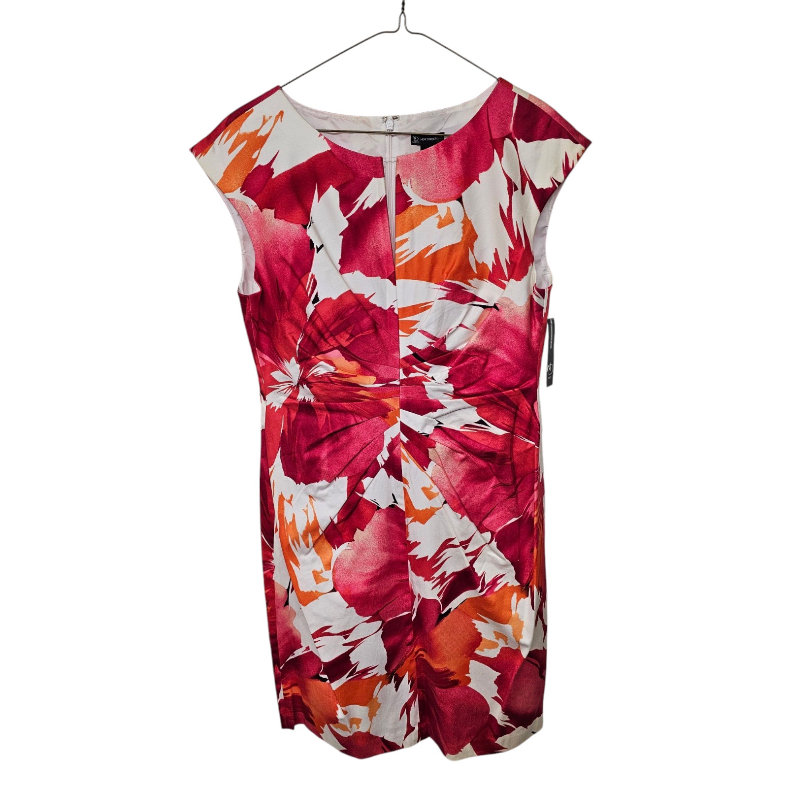 New Directions Floral Sheath Dress Sz 10 Artsy Vibrant Ruched Waist Cocktail