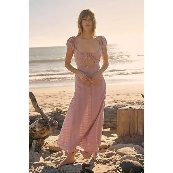 Free People Endless Summer Extra Dose Midi - Lilac Rose Cream Size S
