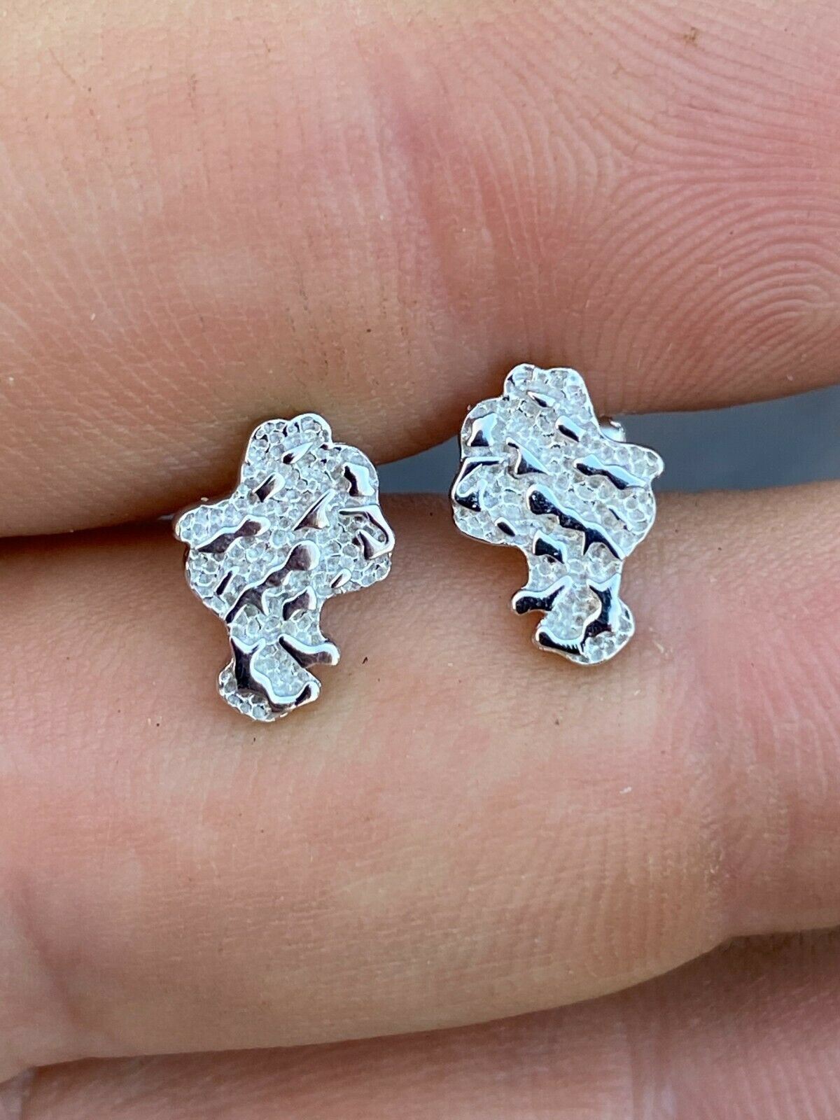 925 Sterling Silver Nugget Stud Earrings