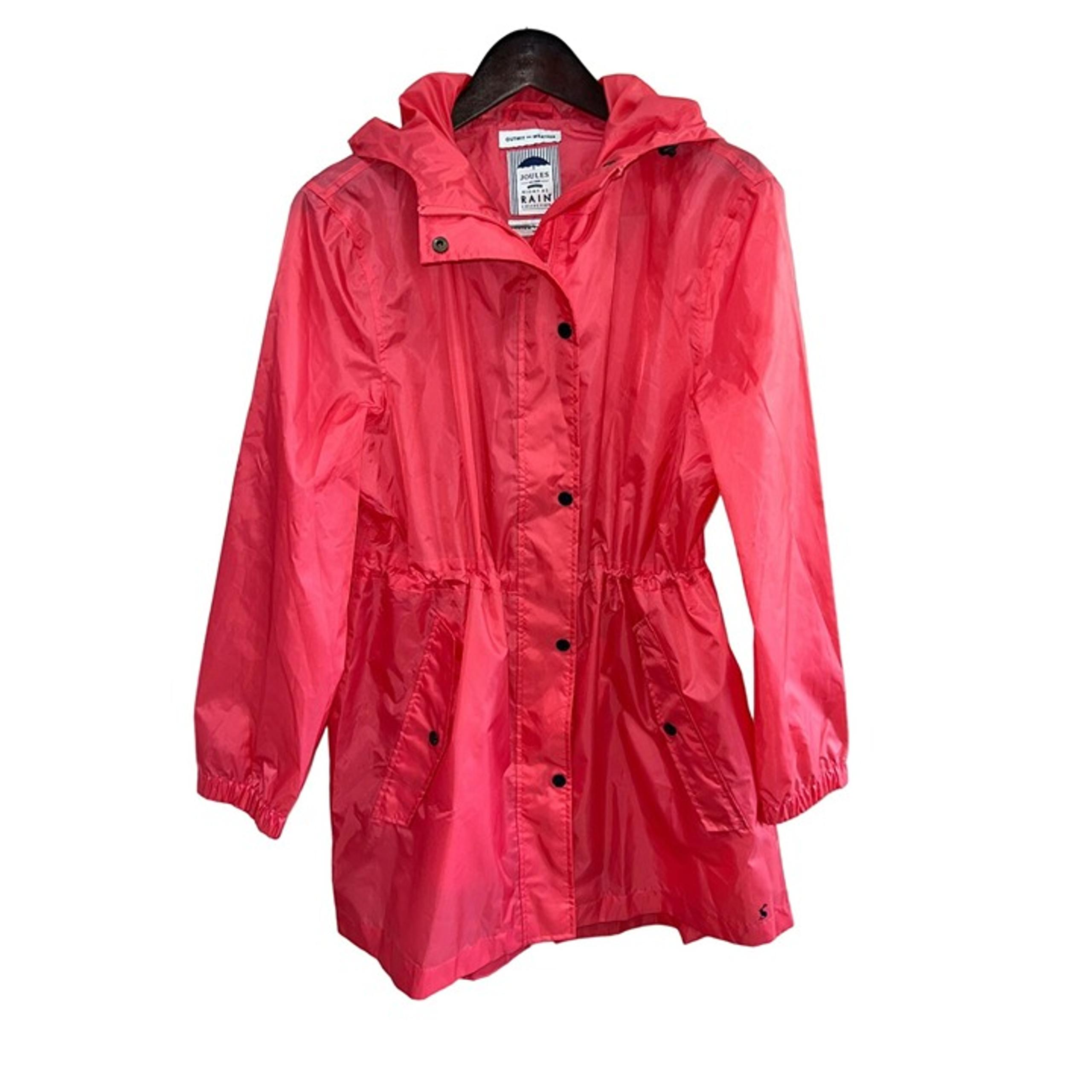 Joules - Golightly Waterproof Packaway Rain Coat Coral Sky Pink Mac Jacket Size