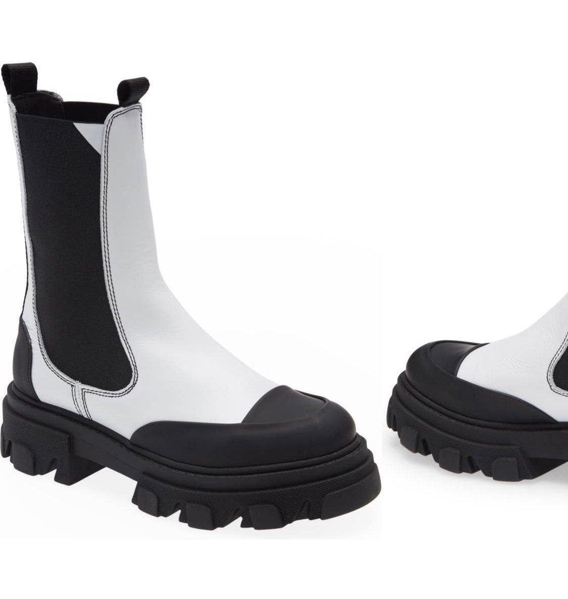 Ganni Calf Leather Mid Chelsea Boots