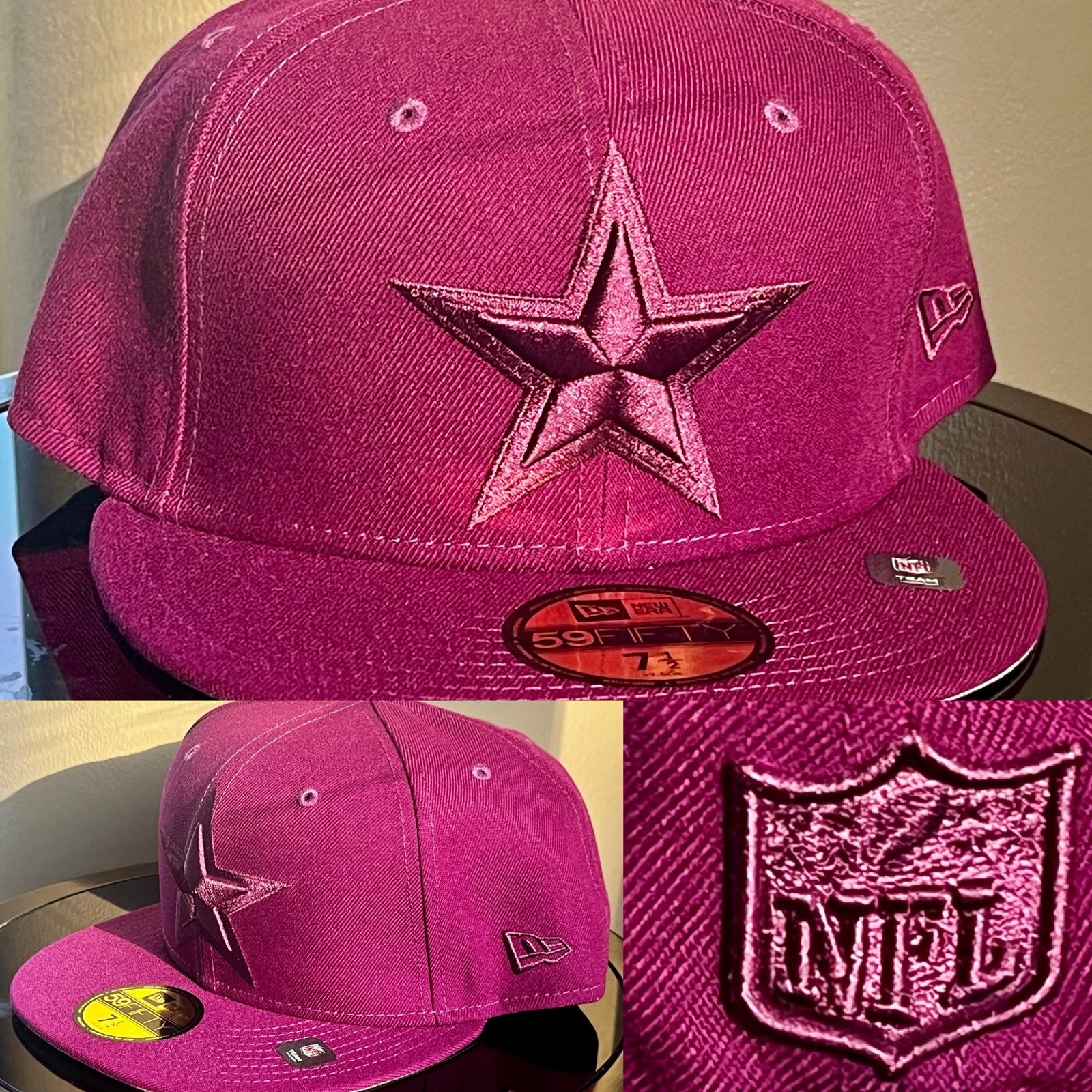 NWT RARE New Era 59Fifty Dallas Cowboy Grape Fitted 7 1/2 Cap w/41.99 tag