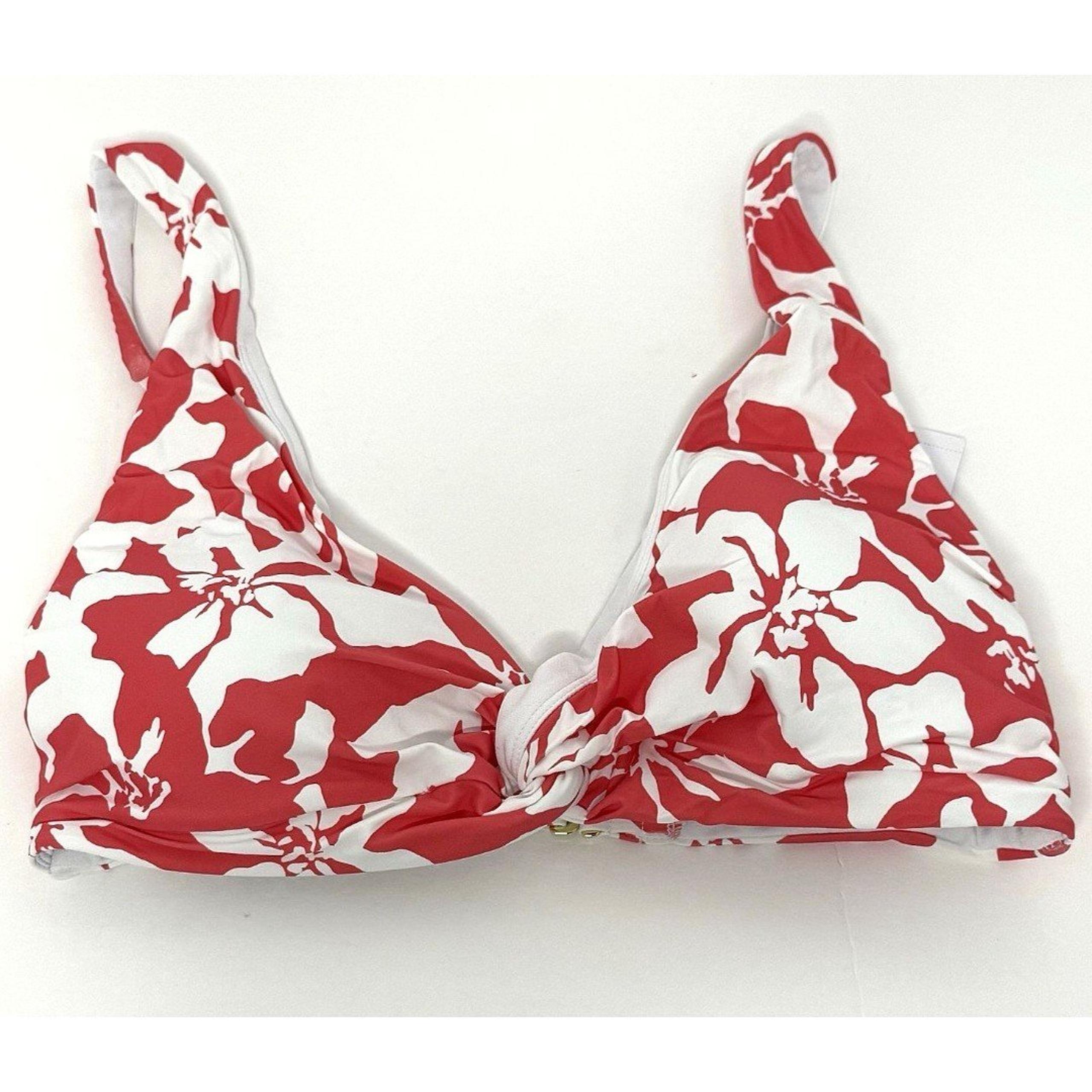 Liz Claiborne Summer Collection White Coral Floral Bra Bikini Swim Top SZ 12 NEW