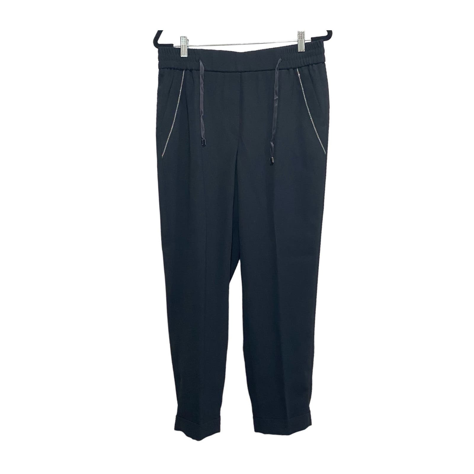 Peserico Black Pull-up trousers in flowing crepe cady sz IT 46 US 10