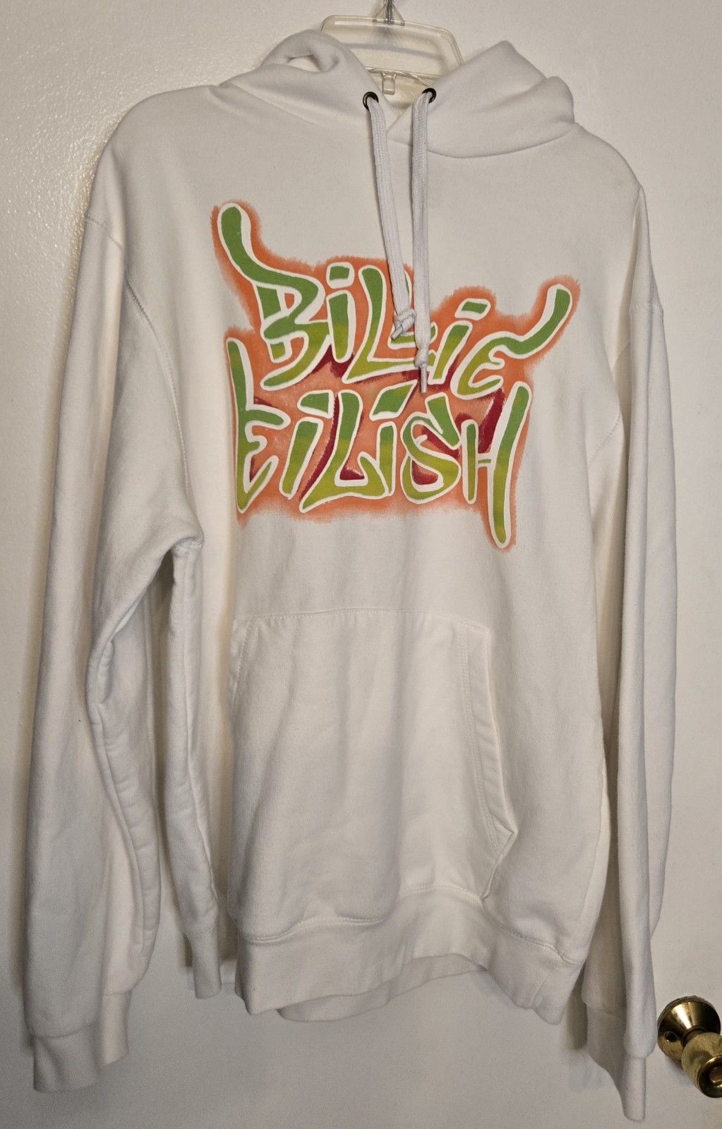 Billie Eilish airbrush flames Pullover hoodie, M