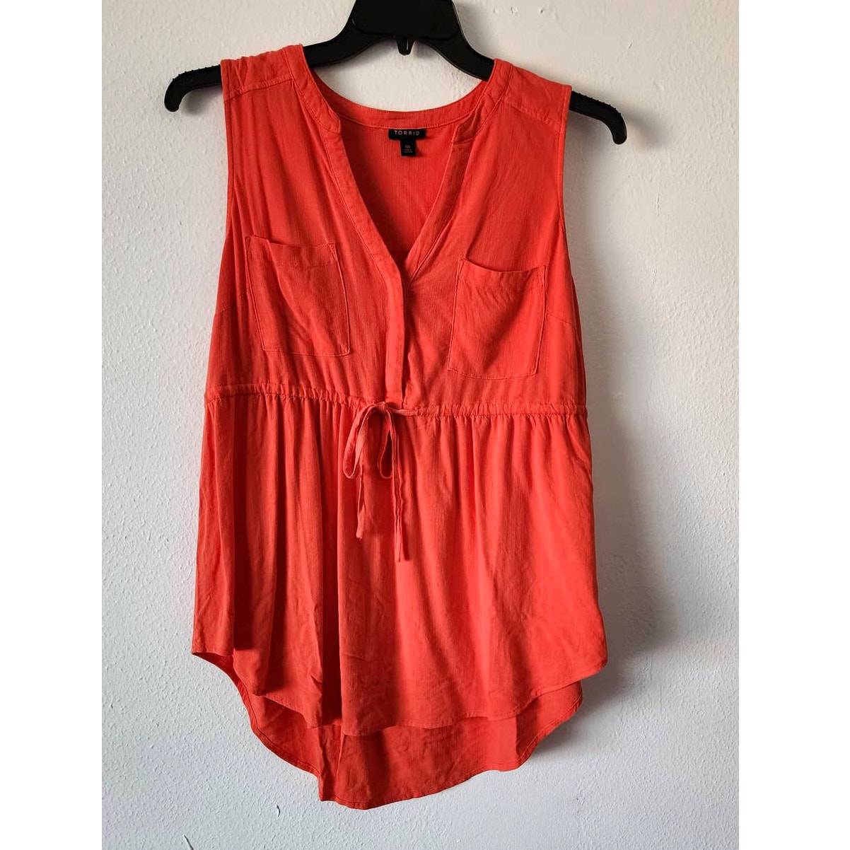 Torrid Emma Babydoll Rayon Slub Tie Waist Sleeveless Tunic Top