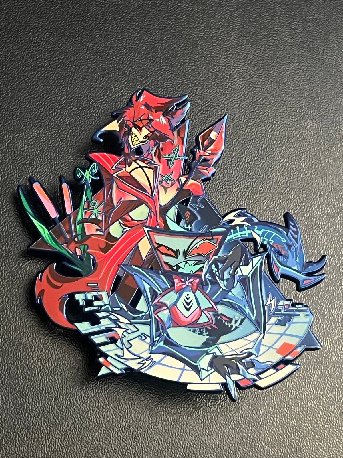 Alastor and Vox Blue Chrome Pin