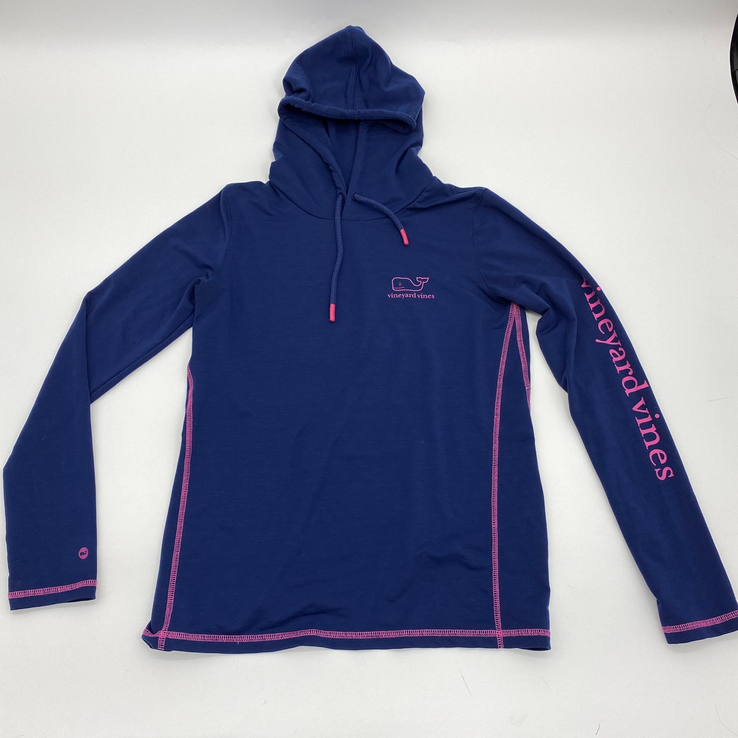 VINEYARD VINES Performance Blue Long Sleeve Hooded Lightweight Top Women's Sz S