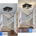 Black Flush Mount Ceiling Light Fixture,2-Light Square Hallway Light Fixtures