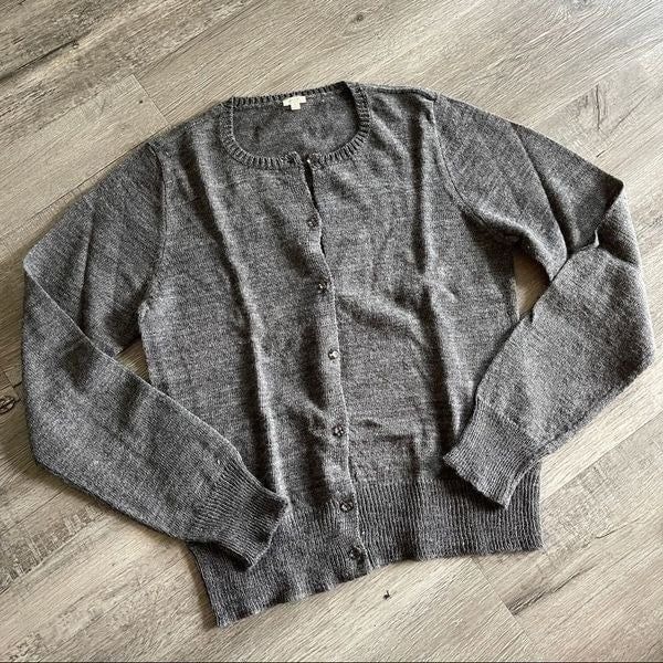 JCrew Women's L Alpaca & Wool Cardigan w/ Jewel Buttons