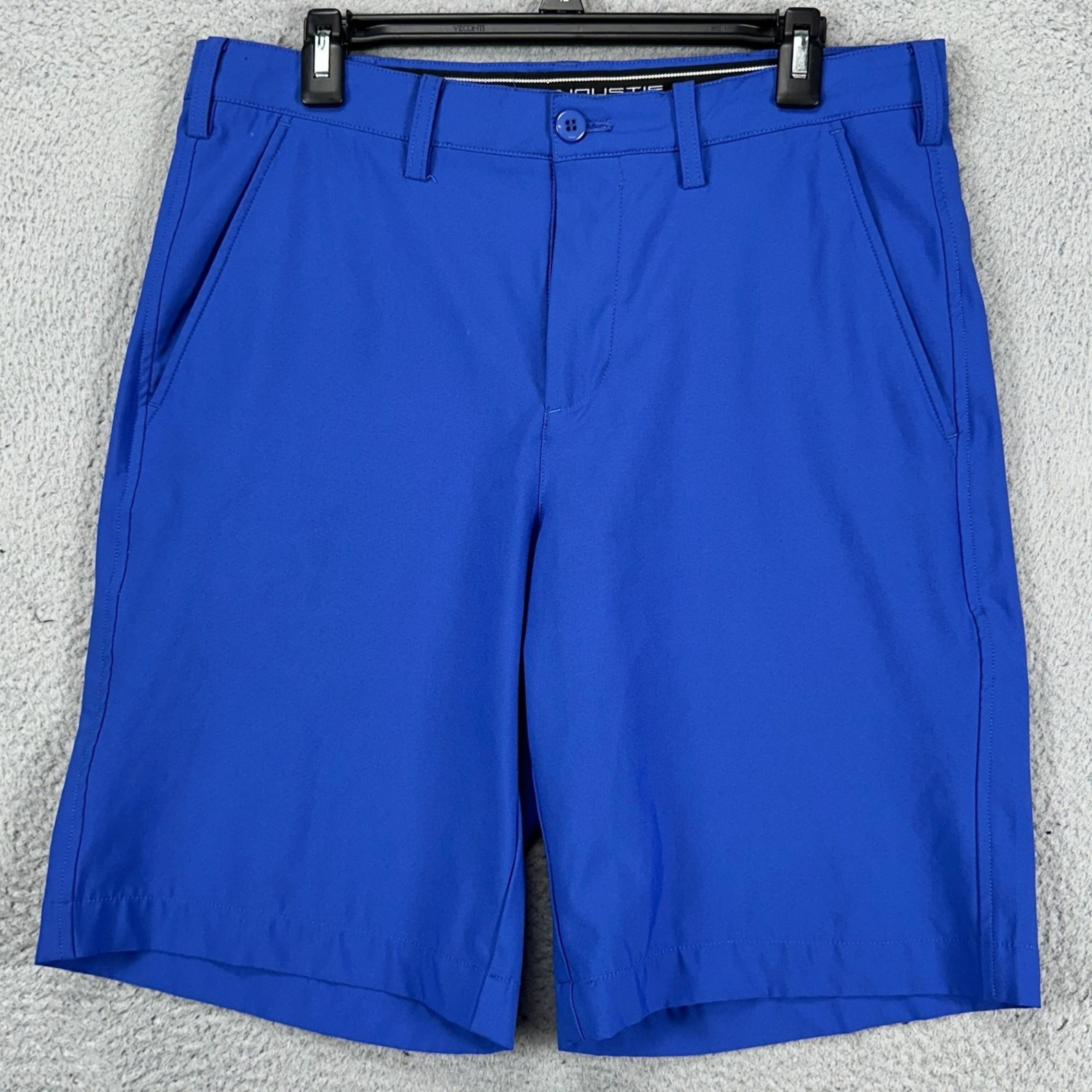 Carnoustie Adult Mens Chino Shorts 33 Blue Performance Khaki Flat Front Pockets