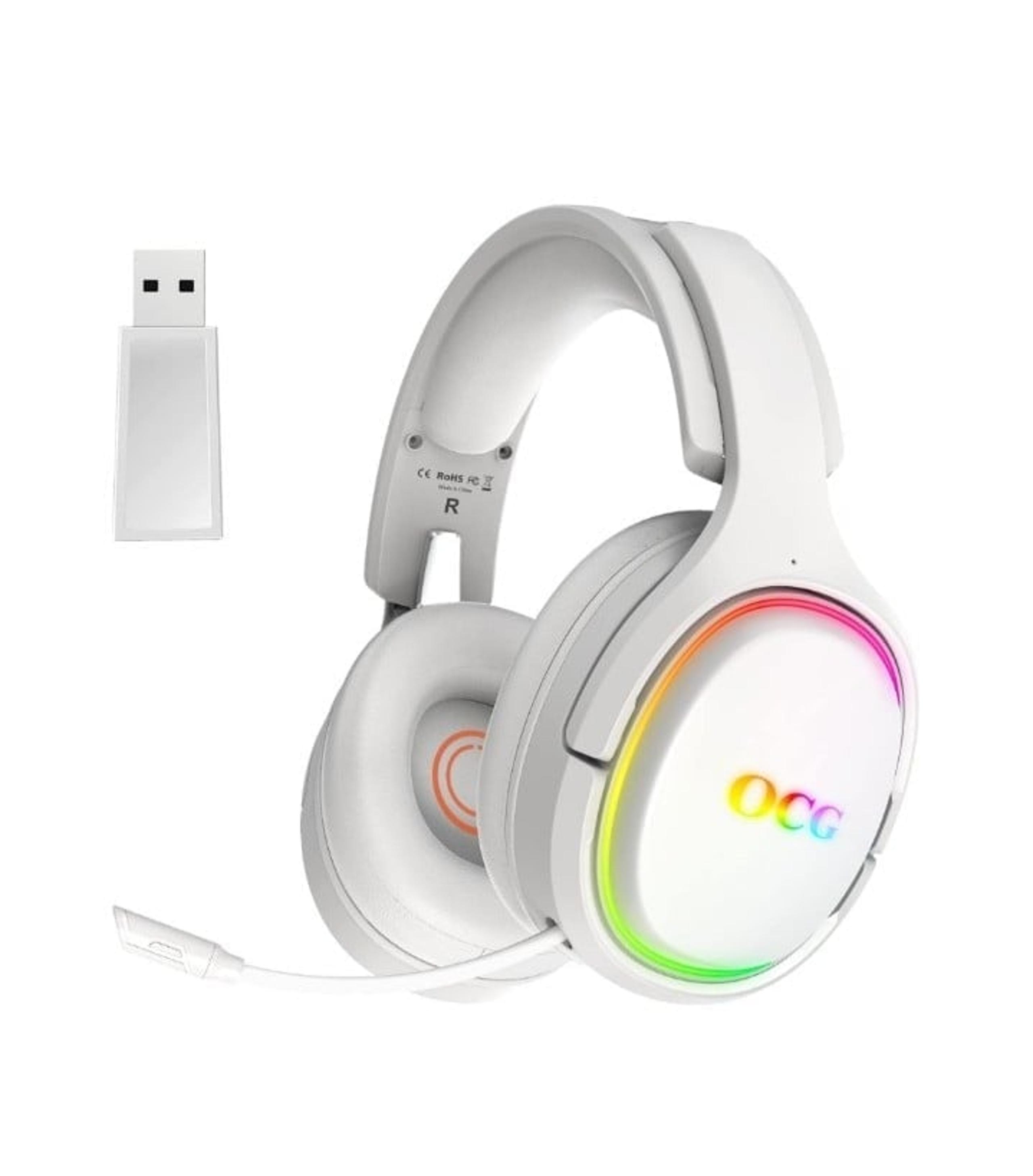 RGB wireless Gaming Headset, Bluetooth, USB, detachable microphone, white, new!