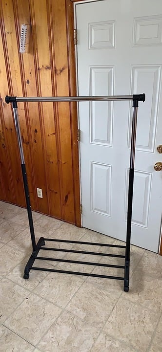 Adjustable Garment Rack - Rolling Clothes Organizer - Black and Chrome
