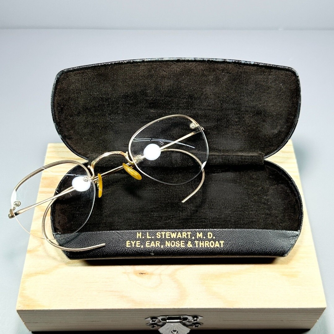 Shuron Eyeglasses VTG Antique 12K Gold Filagree Frame and Case