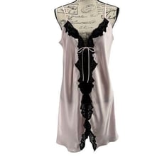 Oscar De La Renta Pink Label Lace Trim Nightie Gown Pink/Black Size XL