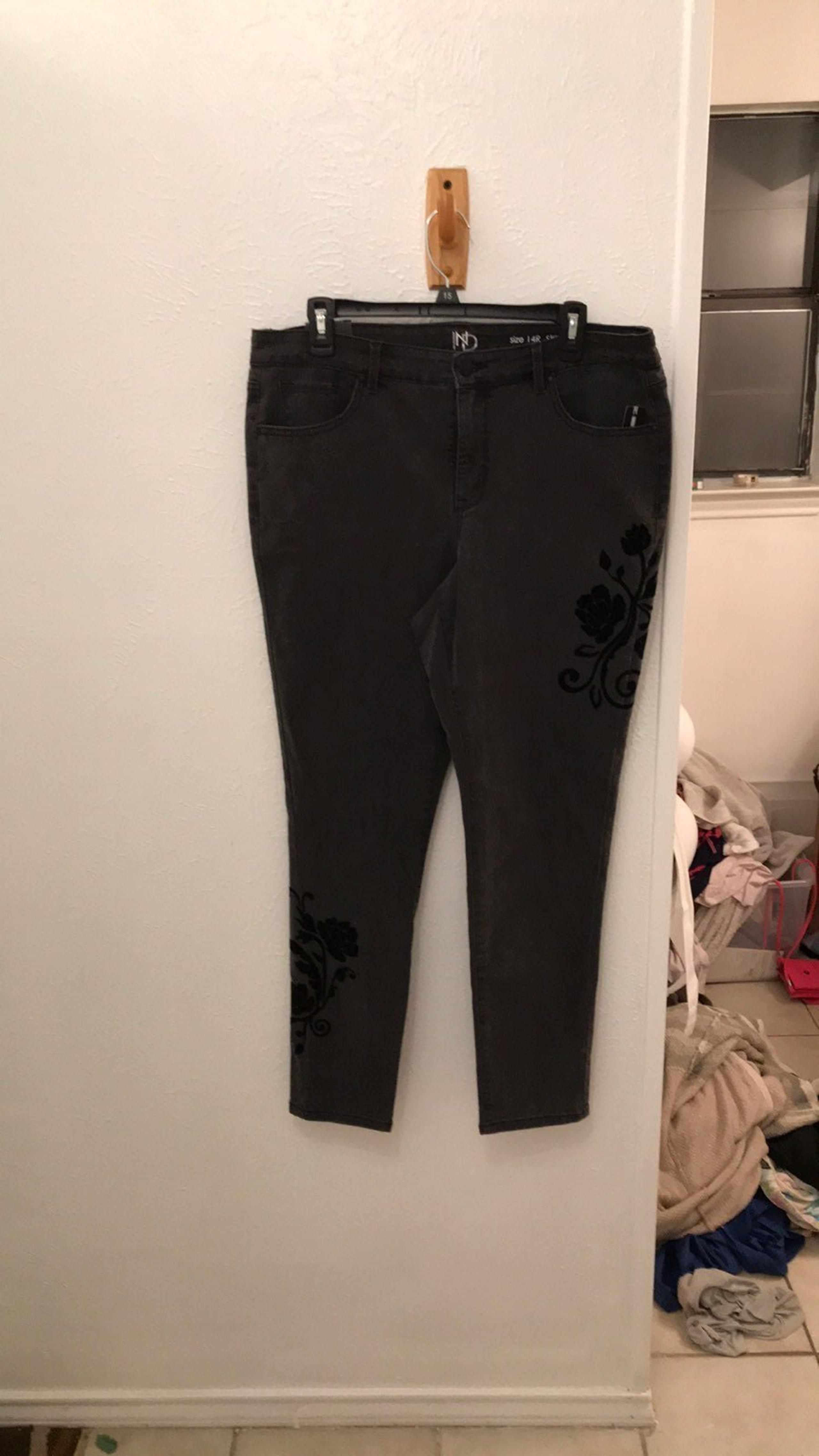 NWT Dark Gray Denim With Black Velvet