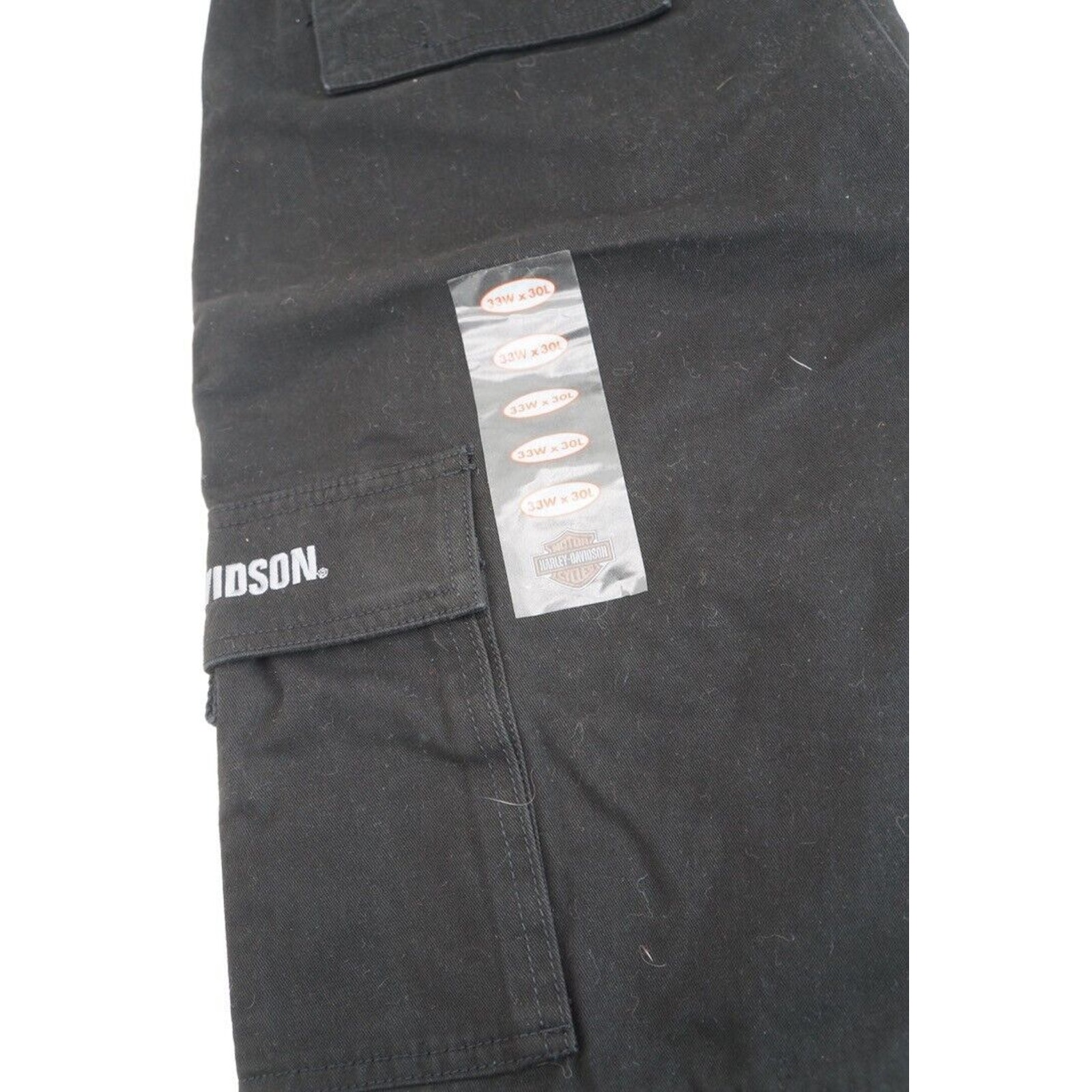 New Harley Davidson Black Work Pants Cargo Pants Men’s Size 33x32 100% Cotton