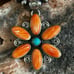 Spiny Oyster Turquoise Flower Cluster Southwestern Sterling Silver Pendant