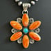 Spiny Oyster Turquoise Flower Cluster Southwestern Sterling Silver Pendant