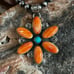 Spiny Oyster Turquoise Flower Cluster Southwestern Sterling Silver Pendant