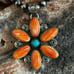 Spiny Oyster Turquoise Flower Cluster Southwestern Sterling Silver Pendant