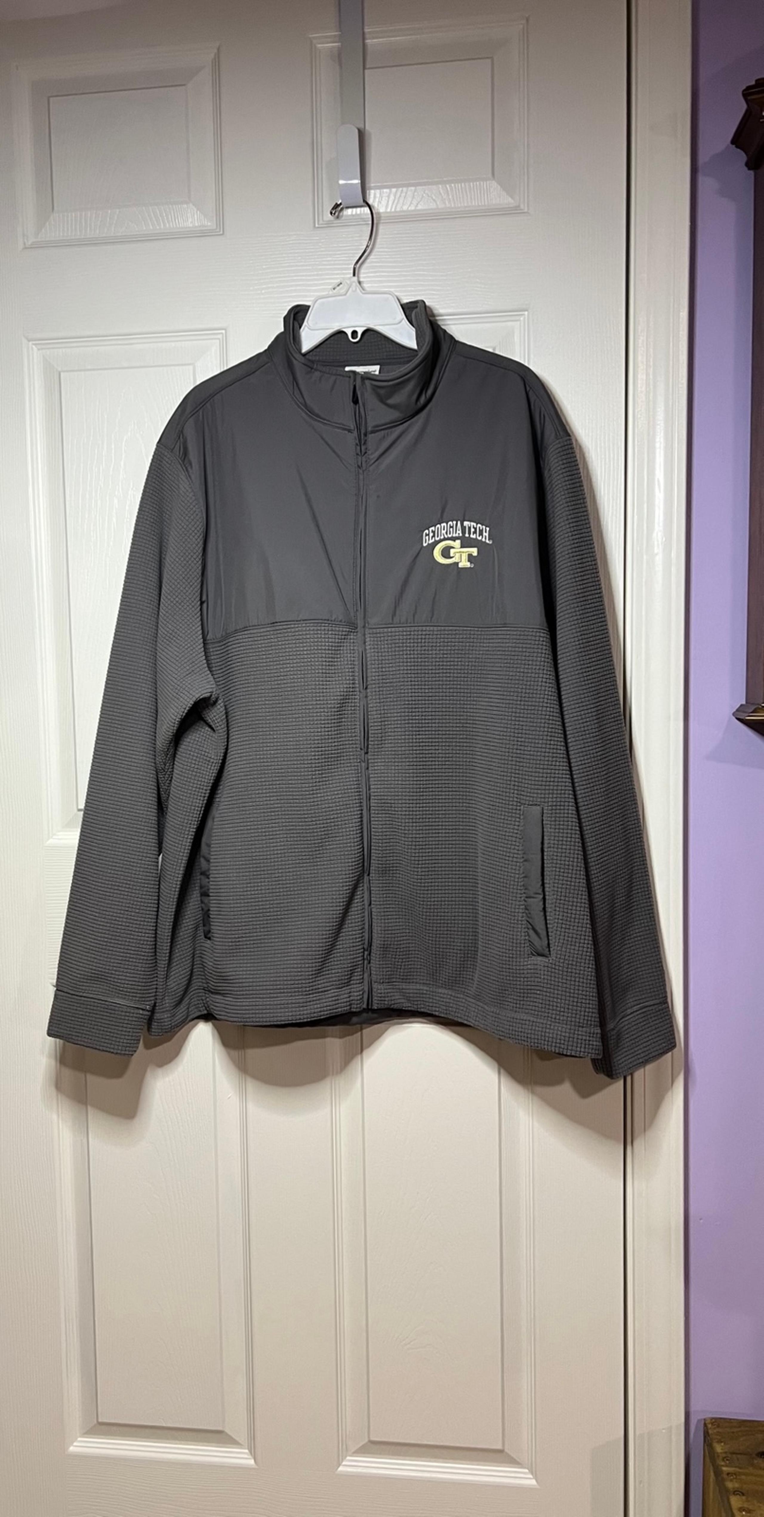 Champion Georgia Tech Grey Medium Weight Waffle Fleece Zip Jacket Men’s Sz XXL