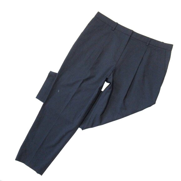 NWT Theory Pleat Treeca in Nocturne Navy Traceable Stretch Wool Ankle Pants 12
