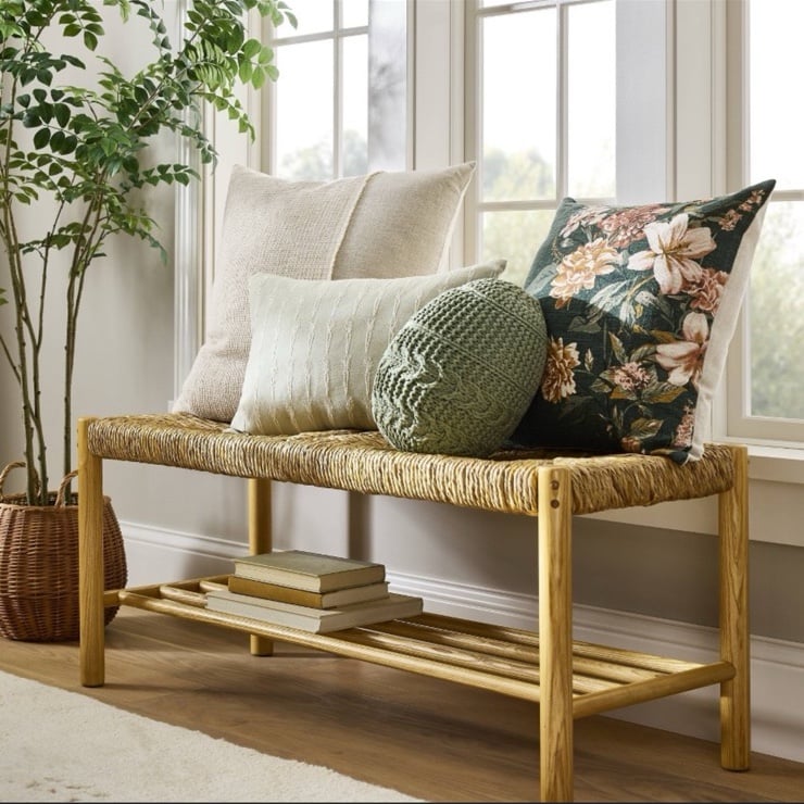 Oversize Printed Floral Square Throw Pillow Moss/Clay Pink/Cream - Threshold™ de