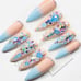 SKY BLUE SPARKLE - LONG STILETTO - GEL PRESS ON NAILS