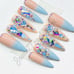 SKY BLUE SPARKLE - LONG STILETTO - GEL PRESS ON NAILS