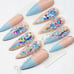SKY BLUE SPARKLE - LONG STILETTO - GEL PRESS ON NAILS