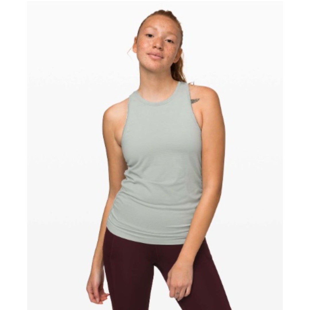 EUC Lululemon Swiftly Speed Tank *Cinch Jade Grey Stripe 8