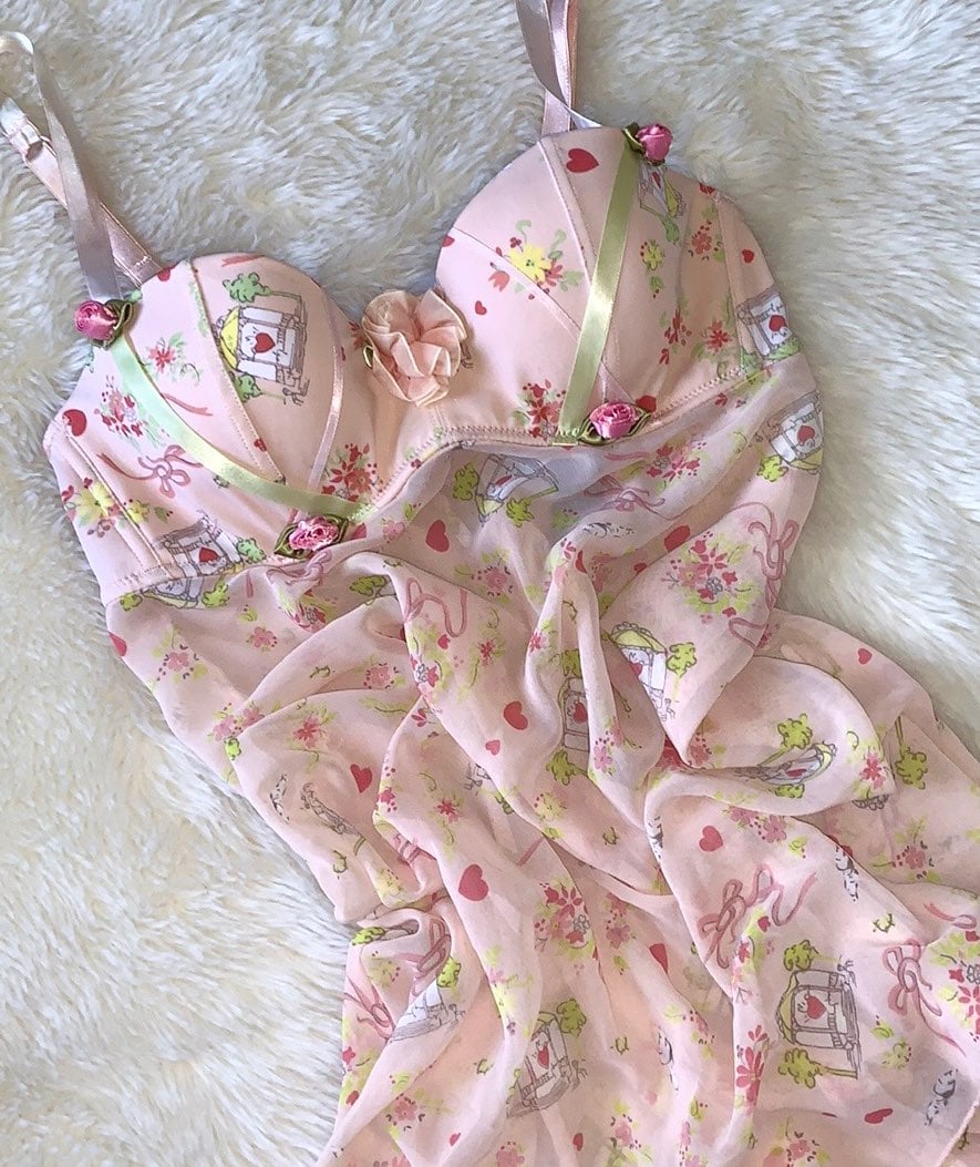 Cottagecore Bird Cage Ribbon Babydoll