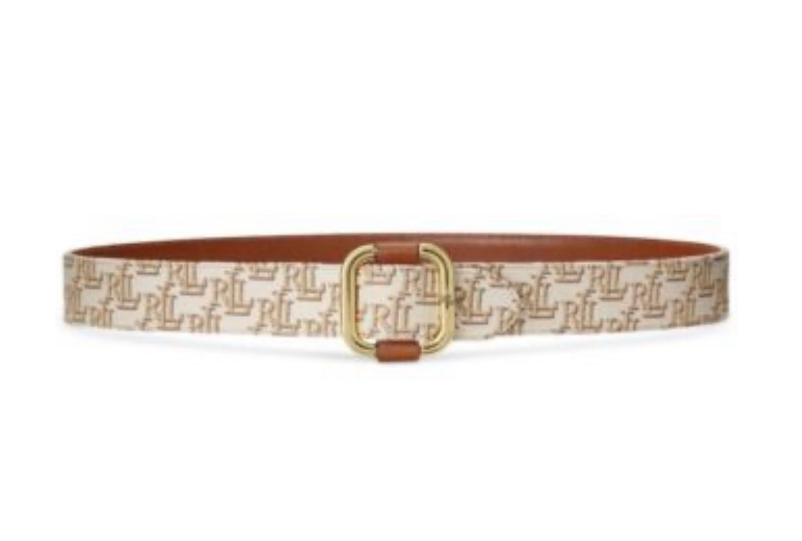 Lauren Ralph Lauren 1.25” Monogram Jacquard Slide-Buckle Belt, Size Small, NWT!
