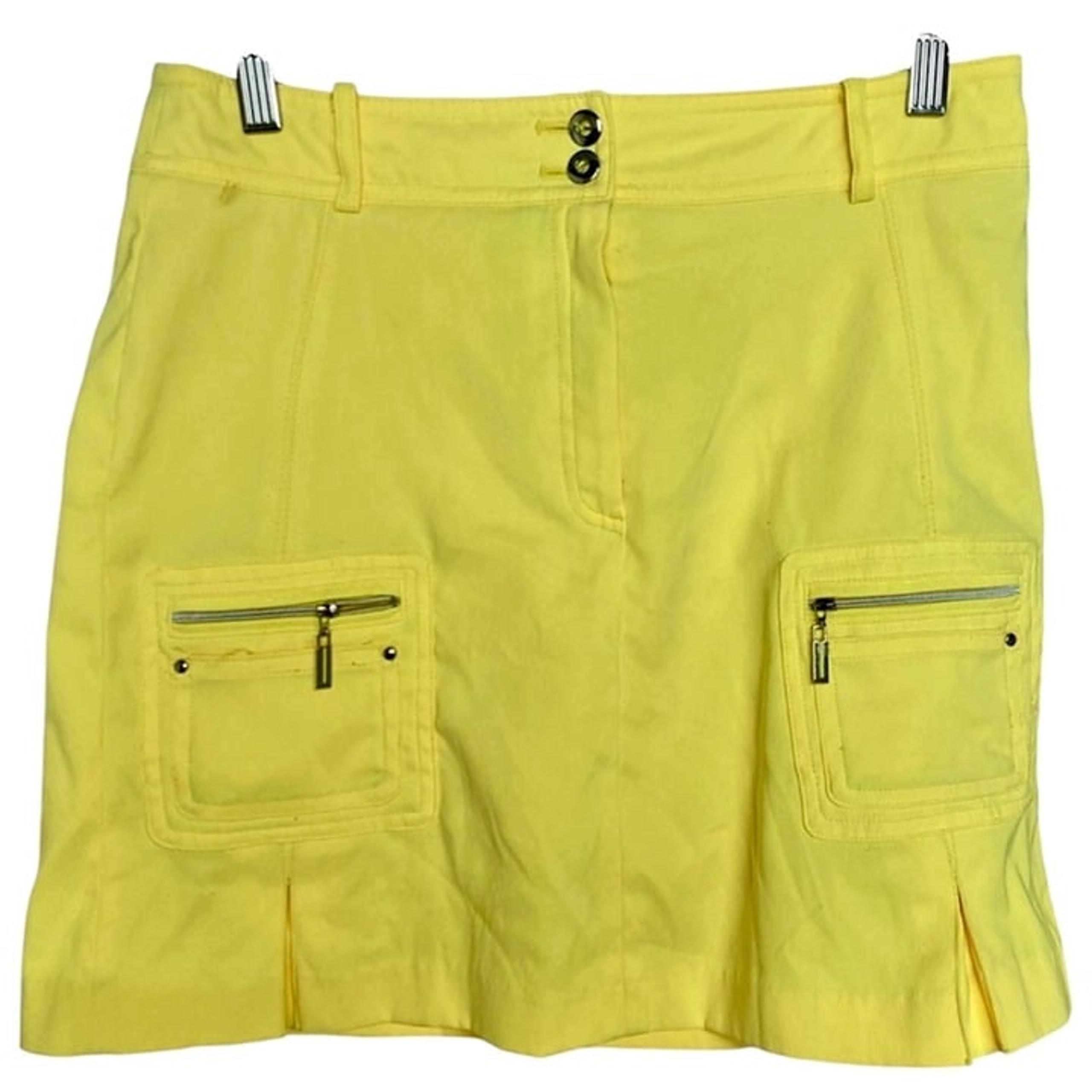 Jamie Sadock Golf Tennis Mini Skort/Skirt Neon Yellow Pockets Size 4 Polyester